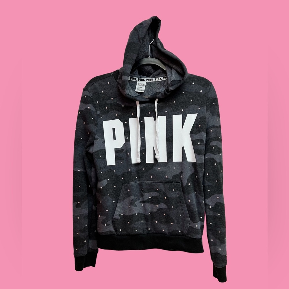 PINK camouflage hoodie with crystals